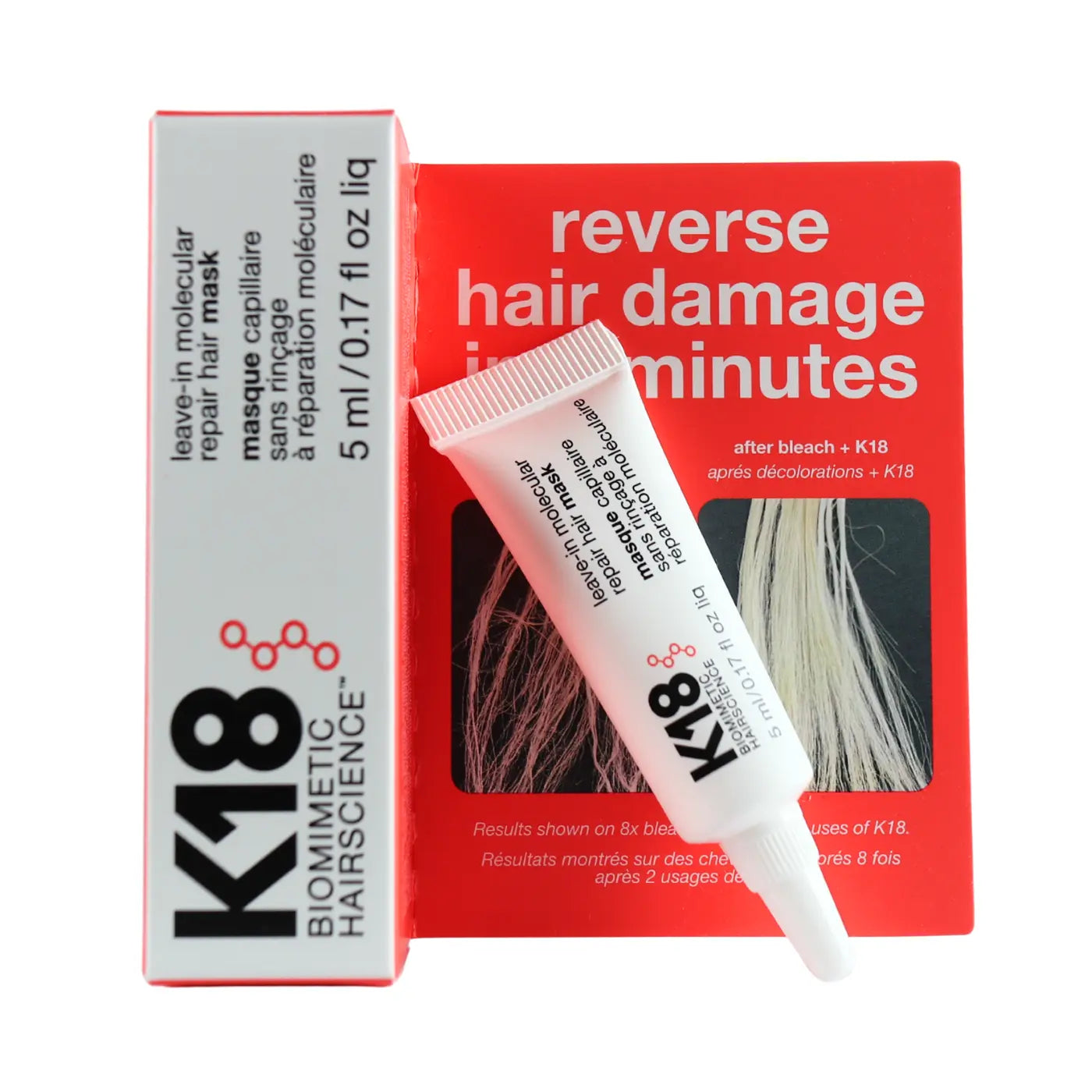 K18 hair mask Haarmasker Leave In Molecular Repair 5ML Tube and Box
