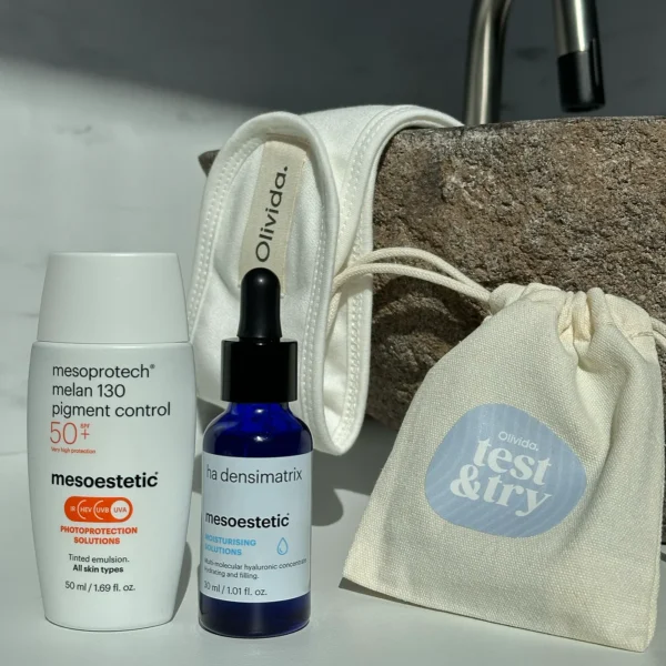 Mesoestetic - Hydrate Duo - Bundel - HA-Densimatrix - Mesoprotech - Melan-130 - Pigment Control - SPF50 - Sfeer 4 Olivida ©